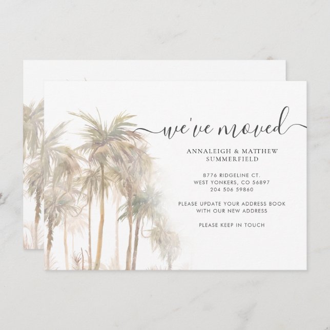 Anuncio Palm Trees mudándose cambio de dirección en el hog (Anverso / Reverso)