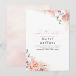 Anuncio Pampas Grass Floral Pink Save the Date