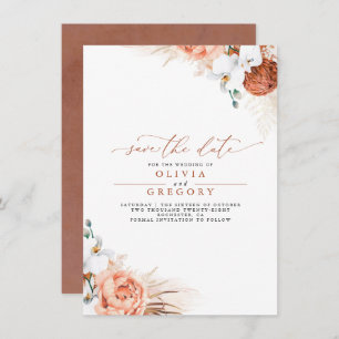 Anuncio Pampas Grass Floral Terracotta Save the Date