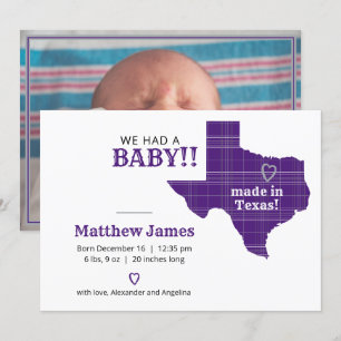 Anuncio Papel morado hecho en Texas, foto horizontal