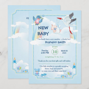 anuncio para nuevo bebé varón. Invitación