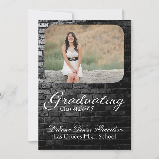 Anuncio Pared de construcción de ladrillo negro 5x7 Invita (Anverso)