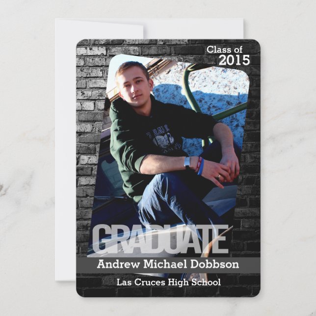 Anuncio Pared de construcción de ladrillo negro 5x7 Invita (Anverso)