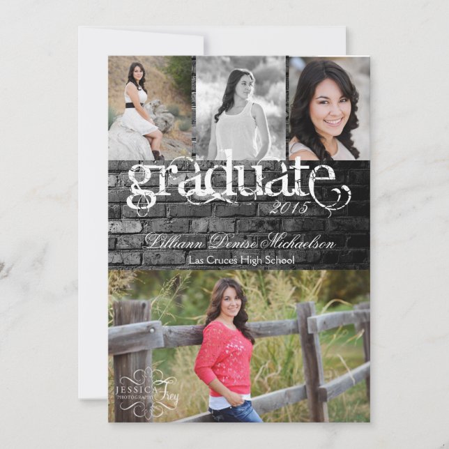 Anuncio Pared de construcción de ladrillo negro 5x7 Invita (Anverso)