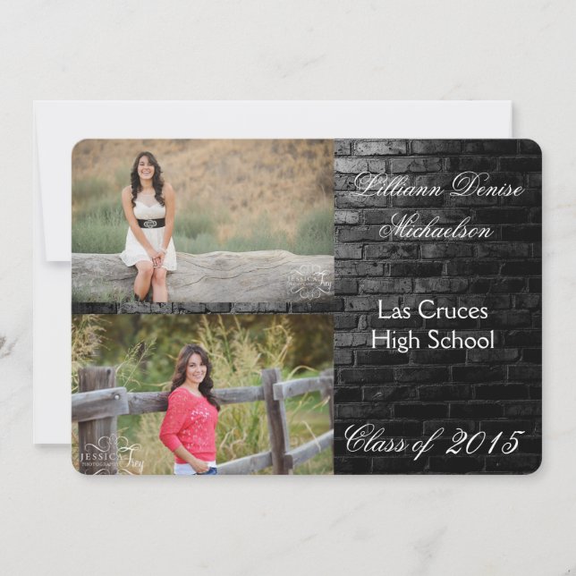 Anuncio Pared de construcción de ladrillo negro 5x7 Invita (Anverso)