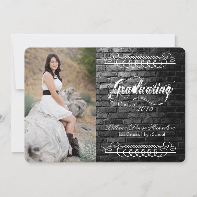 Anuncio Pared de construcción de ladrillo negro 5x7 Invita (Anverso)