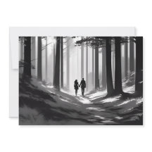 Pareja de Silueta Romántica Paseo por el Bosque