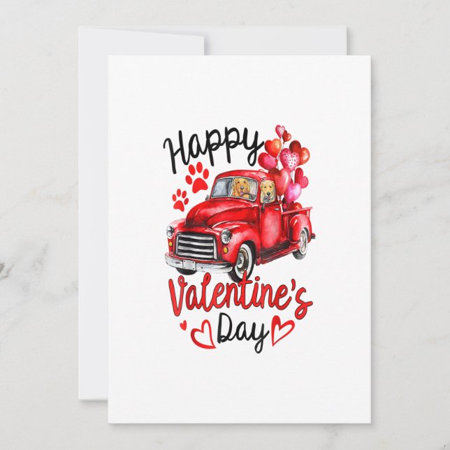 Anuncio Pareja Golden Retriever Red Truck Feliz San Valent (Anverso)
