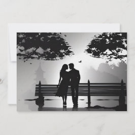 Anuncio Pareja romántica de silueta en fecha de parque