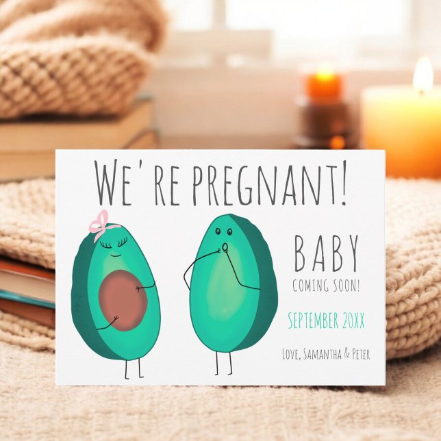 Anuncio Parejas aguacate gestantes lindas divertidas embar (Funny cute pregnant avocado couples baby pregnancy announcement)