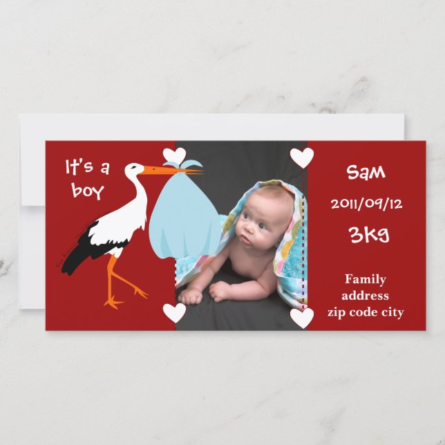 Anuncio Participación de nacimiento Cigüeña It' SA boy (Anverso)