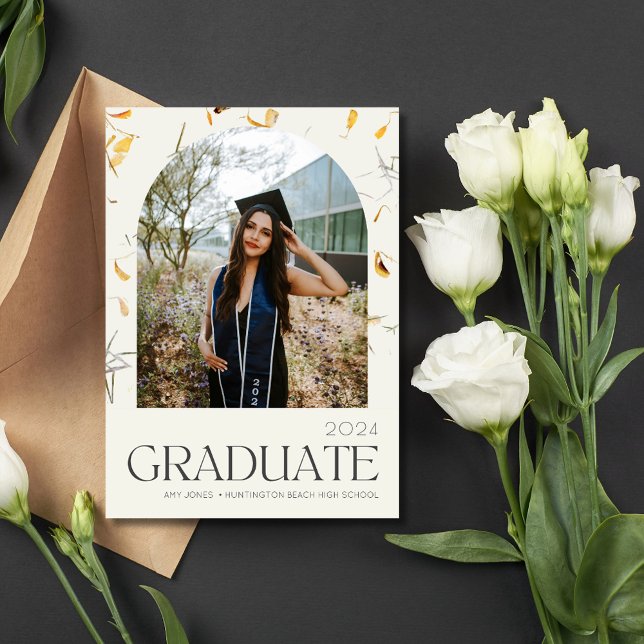 Anuncio Partido de Graduación de la Escuela Secundaria con (Wildflower Photo High School Graduation Party Announcement)