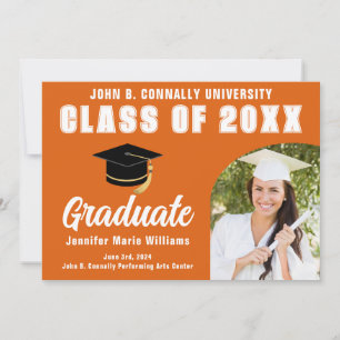 Anuncio Partido de Graduación de naranja White Graduate Bo