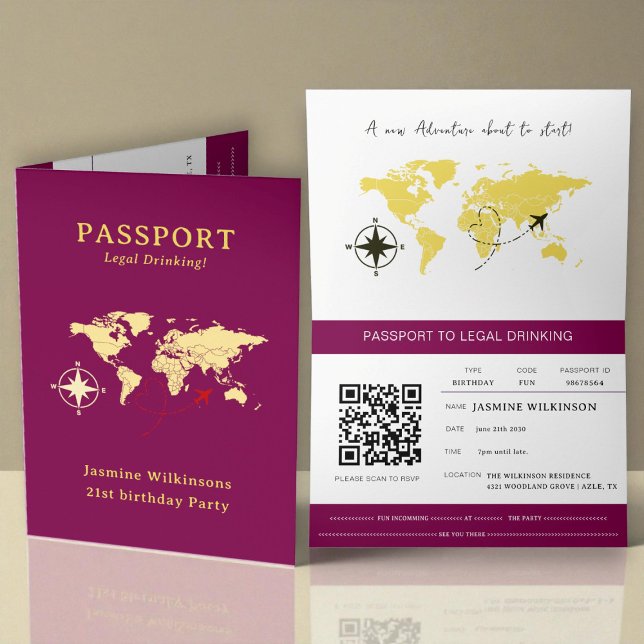 Anuncio Passport 21st Birthday Legal Drinking party (Subido por el creador)