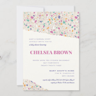 Anuncio Pastel Terrazzo Slab Baby Shower moderno