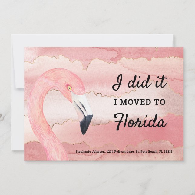 Anuncio Patrón de nube Flamingo rosa que me mudé a Florida (Anverso)