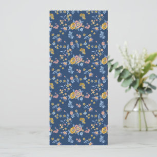 Anuncio Patrón floral de efecto de hilo de fondo azul