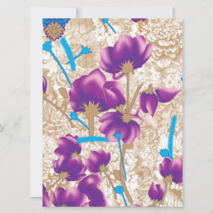 Anuncio Patrón floral vibrante con color púrpura y azul de
