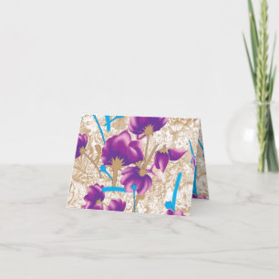 Anuncio Patrón floral vibrante con color púrpura y azul de