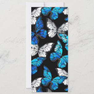 Anuncio Patrón oscuro sin foco con mariposas azules morfo