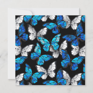 Anuncio Patrón oscuro sin foco con mariposas azules morfo