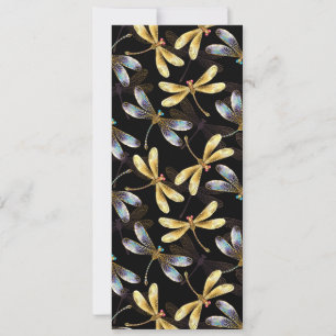 Anuncio Patrón sin foco con Dragonflies dorados