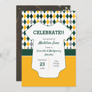 Anuncio Patrón verde oscuro y amarillo argla foto bebé