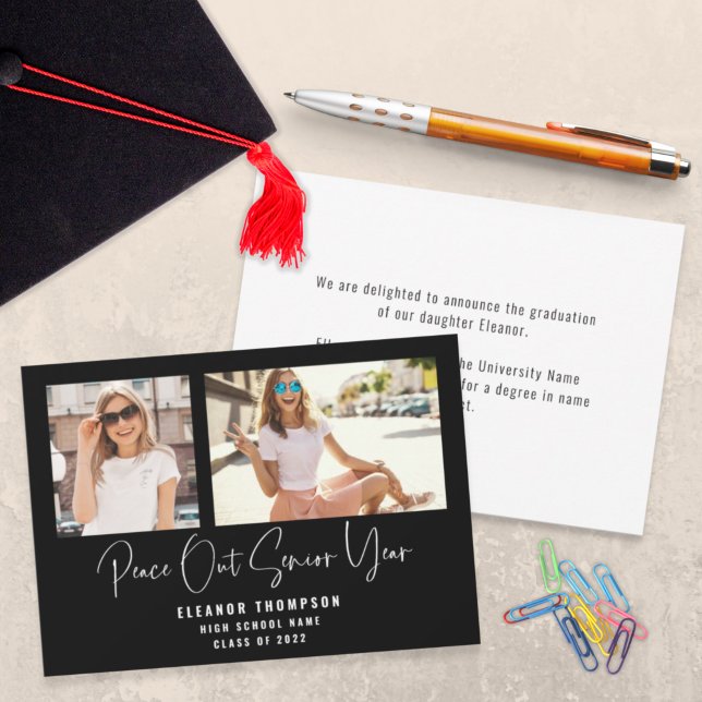 Anuncio Peace Out 2 Photo Script 2022 Black Graduation An (Subido por el creador)