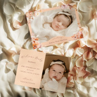 Peach Vintage Floral Fall Two Photo Birt