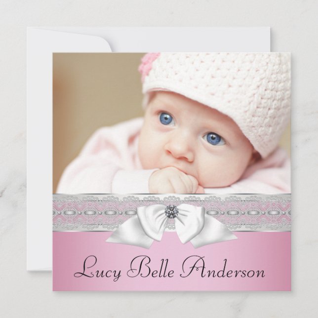 Anuncio Pearls Pink Black Baby Photo Birth (Anverso)