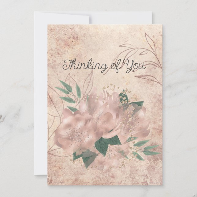 Anuncio Pensamiento floral de satén rosa pálido en blanco (Anverso)