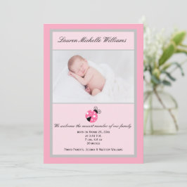 Anuncio Pequeña Ladybug Rosa Gray Baby Photo Nacer