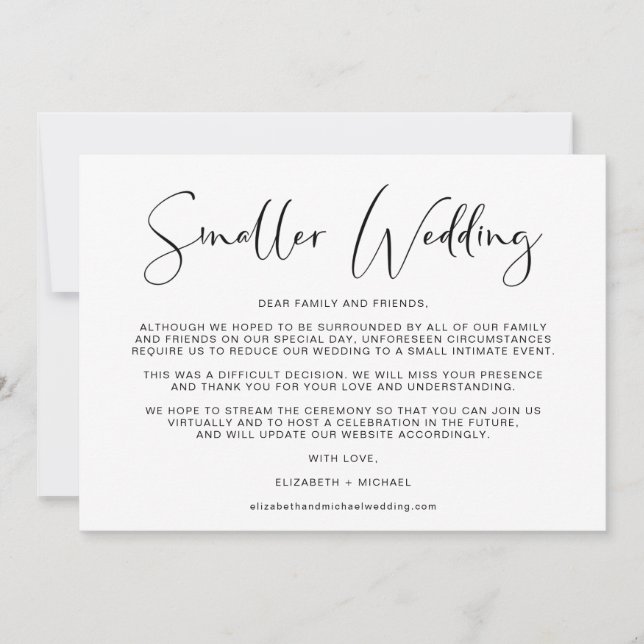Anuncio Pequeño cambio Boda de planes elegante (Anverso)