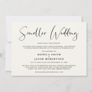 Anuncio Pequeño cambio de Boda de tamaño reducido en el cr