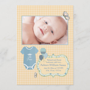 Anuncio Pequeño príncipe Photo Birth Announcement