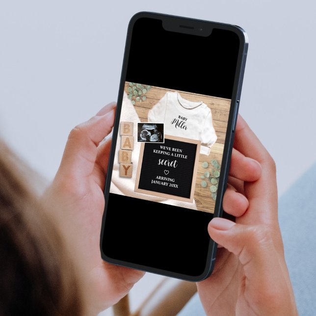 Anuncio Pequeño Sonograma Secreto Ultrasonido Foto Embaraz (little secret photo pregnancy announcement digital pregnancy reveal)