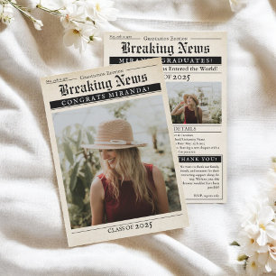 Anuncio Periódico de Retro Viejo 3 Fotos Graduación