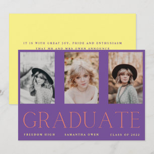 Anuncio Personalizado de minimalismo tres graduados de la