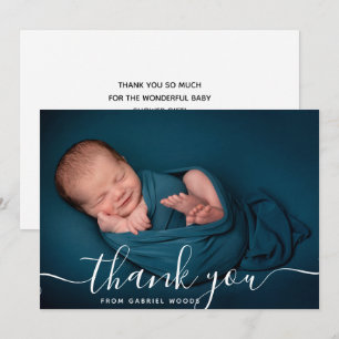Anuncio Personalizado Foto Callligraphy Baby Tank You Card