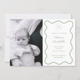 Anuncio Personalizado Sage Green Bow Wavy Boho Collage Bab