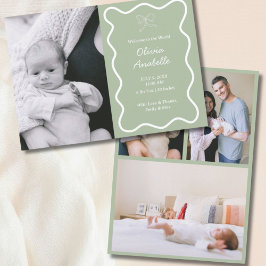 Anuncio Personalizado Sage Green Bow Wavy Boho Collage Bab