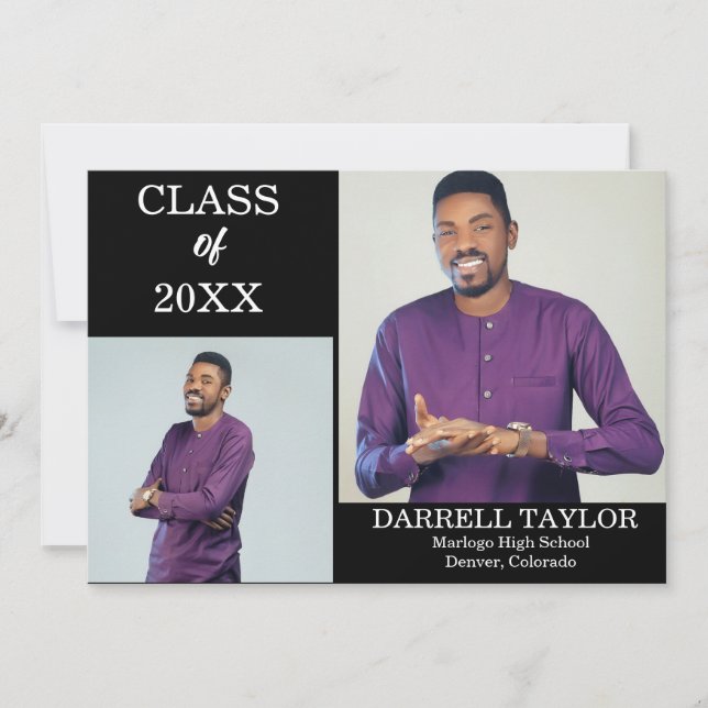 Anuncio Personalized 2-Photo Graduation Announcement (Anverso)