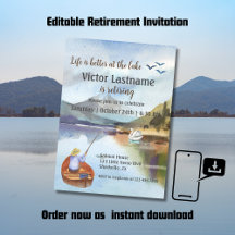 Pesca de jubilación en la acuarela del lago