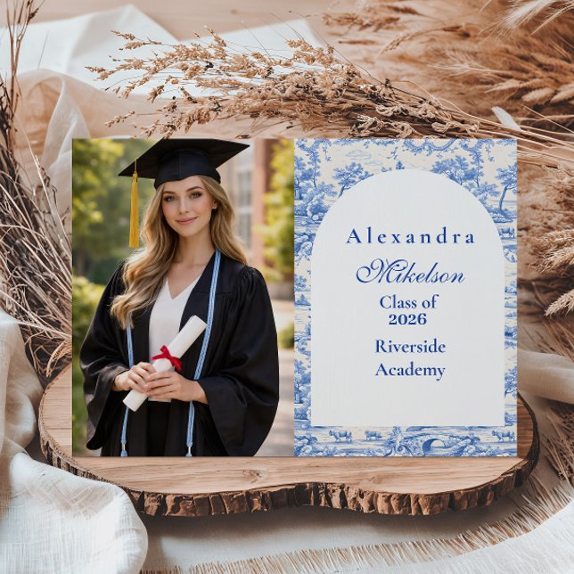 Anuncio Photo Blue Floral Toile Graduation Party (Subido por el creador)