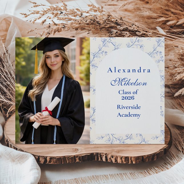 Anuncio Photo Classic Porcelain Blue Graduation Party (Subido por el creador)