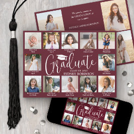 Anuncio Photo Collage & Captions Maroon & White Graduation