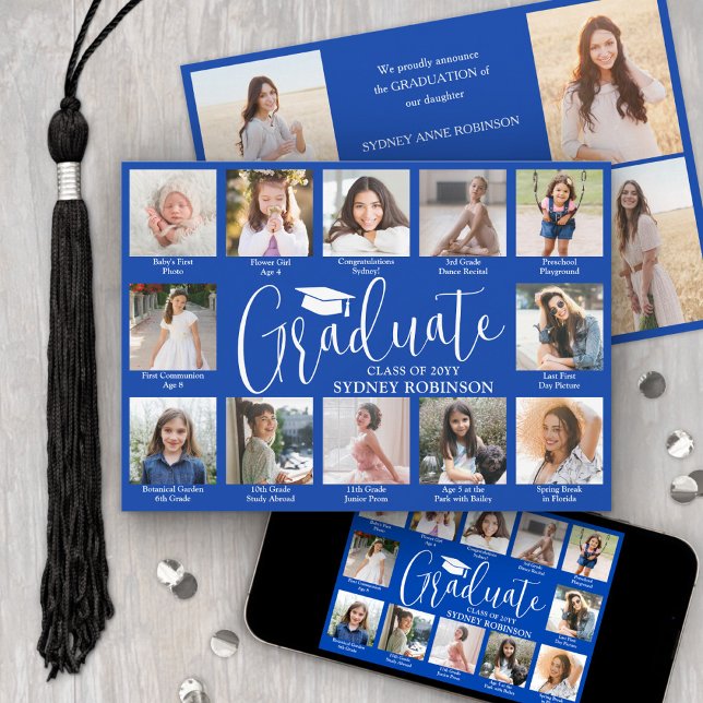 Anuncio Photo Collage & Captions Royal Blue Graduation (Subido por el creador)
