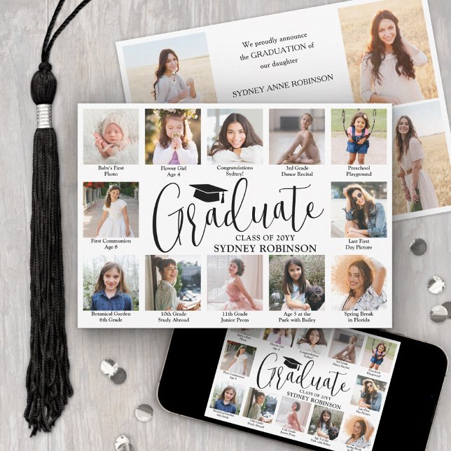 Anuncio Photo Collage & Captions Trendy Script Graduation (Subido por el creador)