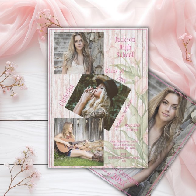 Anuncio Photo Collage Personalized 4 Photo Pink Graduation (Subido por el creador)