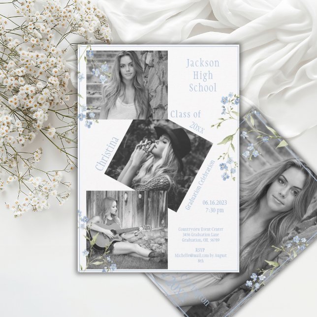 Anuncio Photo Collage Personalized Blue 4 Photo Graduation (Subido por el creador)